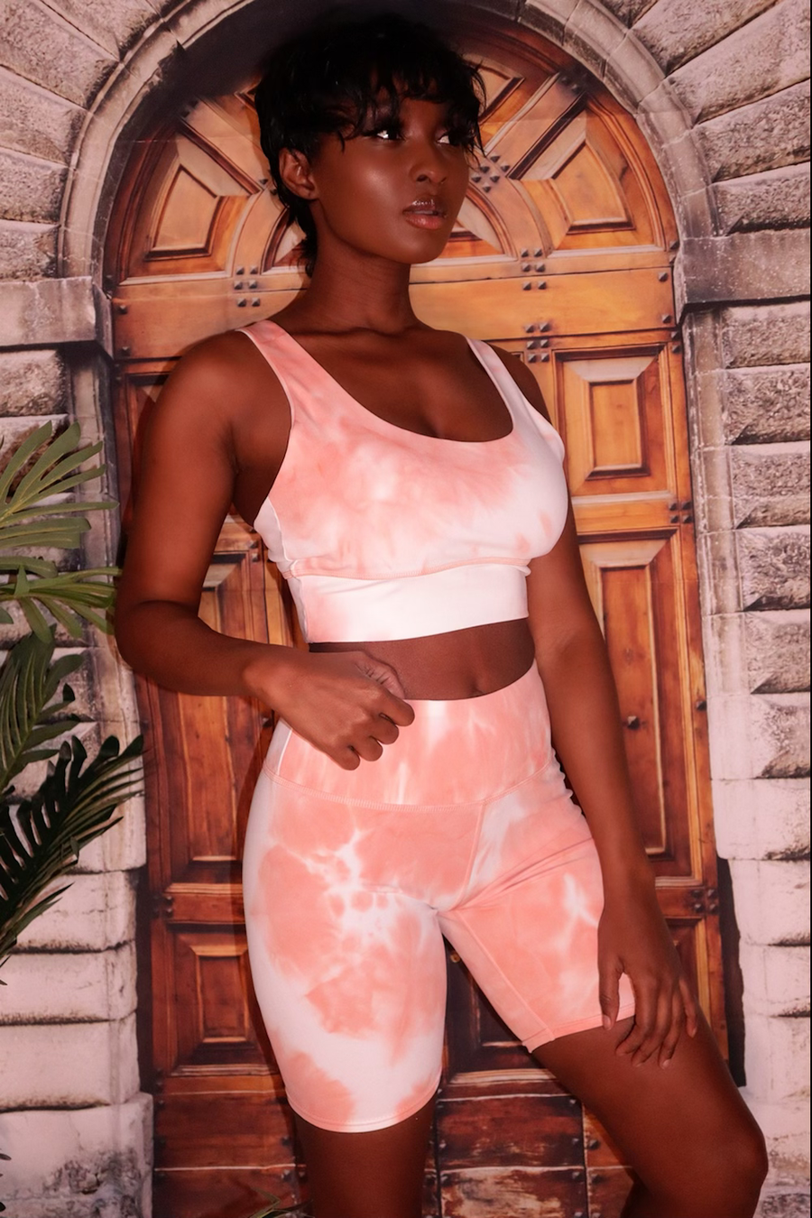 Cloud Tie  Sports Bra & Biker Short Set